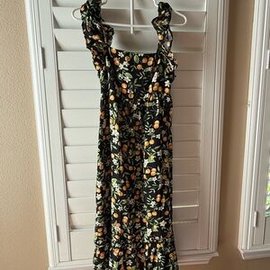 Vici Black and Orange Floral Maxi Dress